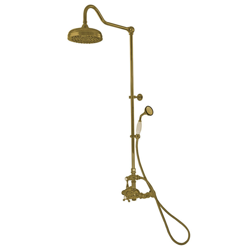 Exposed Thermostatic Shower System (P1085) by Strom Living, Supercoat Brass