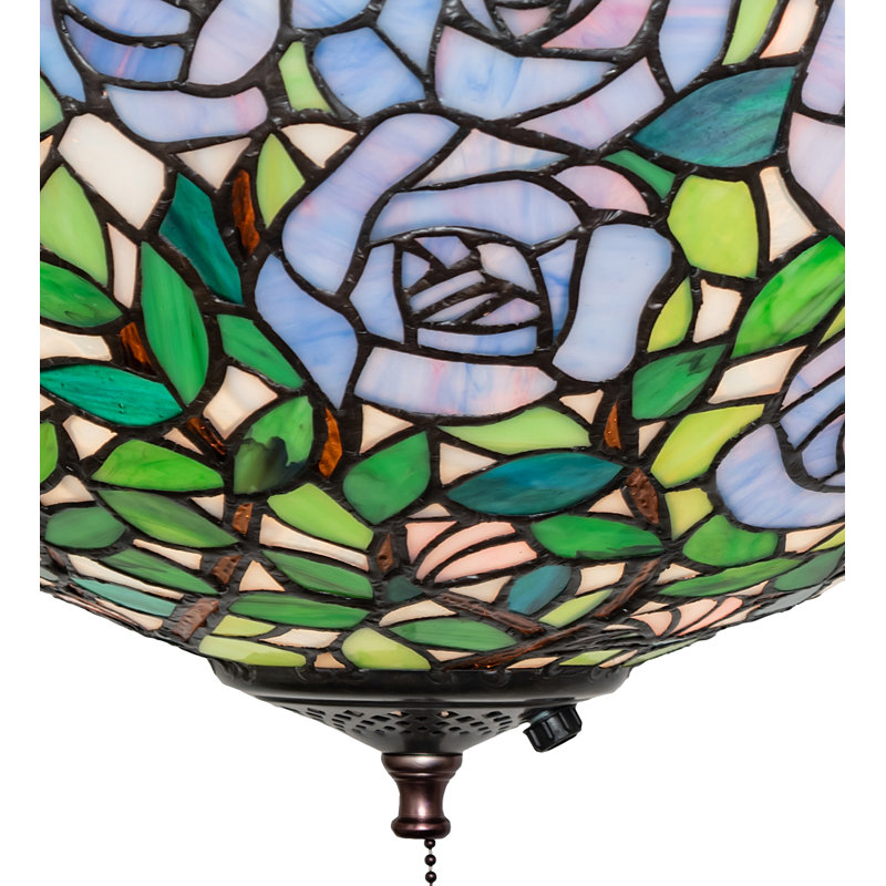 16" Wide Rose Garden Fan Light Fixture