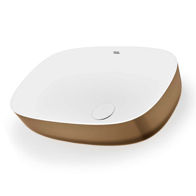 Ruvati 19-inch Matte Gold and White Bathroom Vessel Sink epiStone Solid Surface