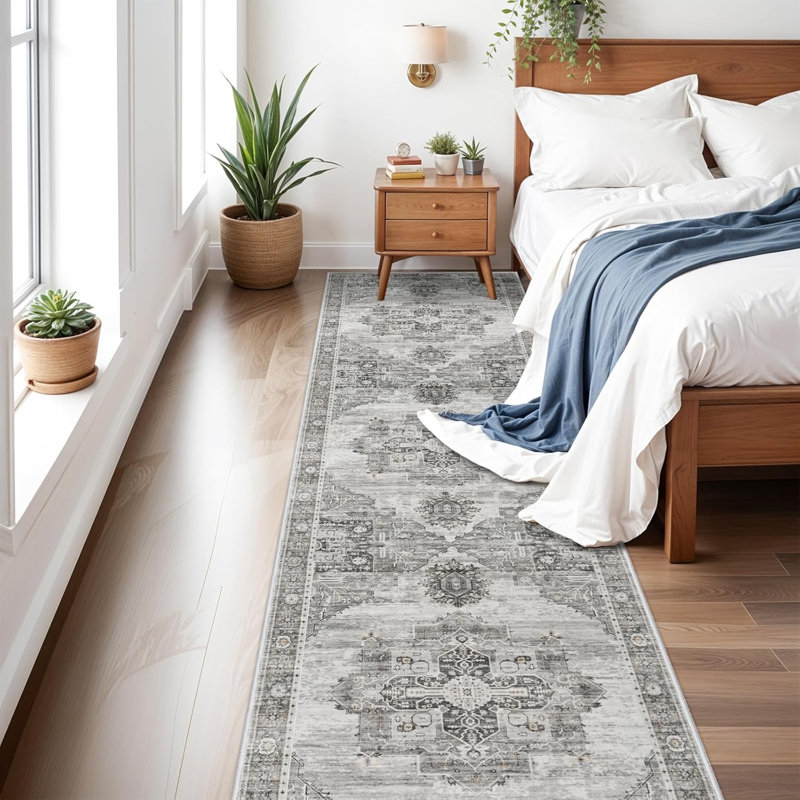 Washable Area Rugs - Large Rugs for Living Room Stain Resistant Carpet Vintage Rugs for Bedroom with Non Slip Backing Home Decor Floor Decoration Mat ( Grey)