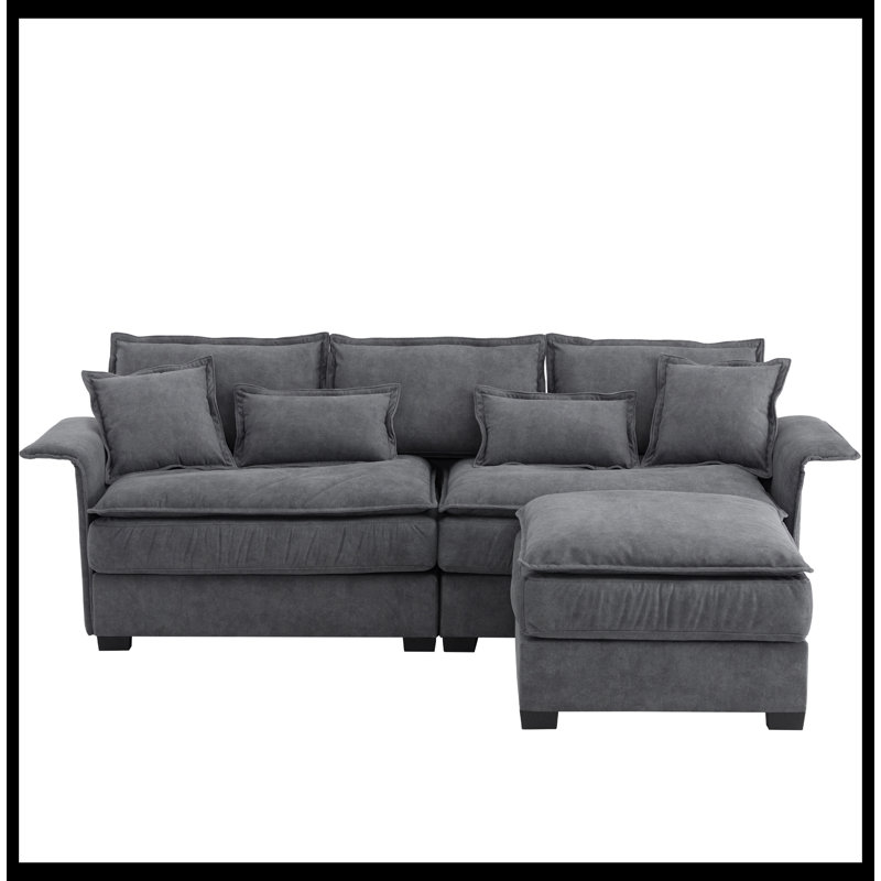 3 - Piece Upholstered Sectional, Dawn Gray Fabric