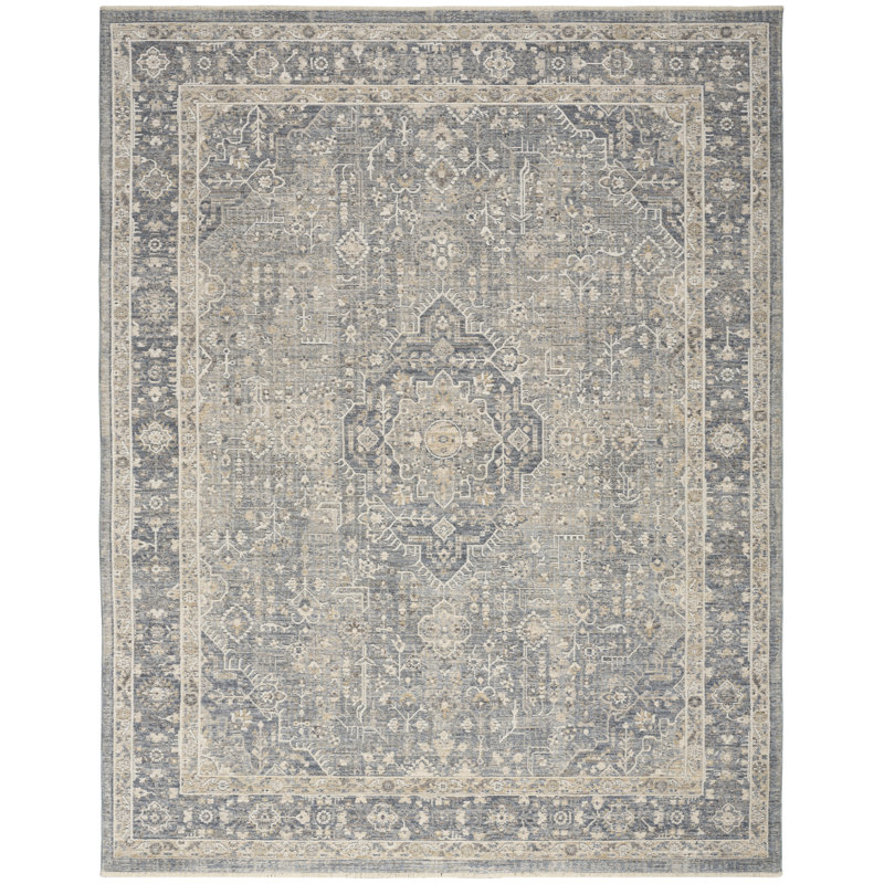 Tapis d'intérieur bleu Hemington, Rectangle 5 pi 3 po x 7 pi 6 po