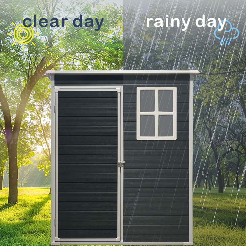 5x3 Resin Outdoor Storage Shed Black Pentroof(Random shipment of new and old items)