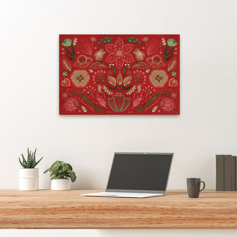 Holiday Lore I contemporain floral doré crème Christma, H 24 po x l 16 po