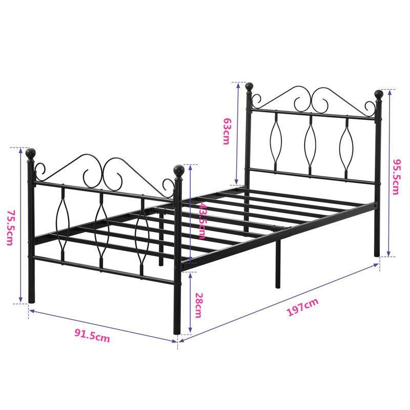 Dandy Metal Single Bed Frame, Black