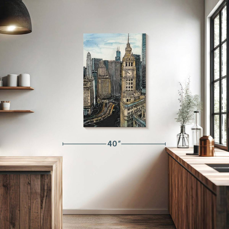 Paysage urbain américain Sireci - Chicago, H 36 po x l 24 po