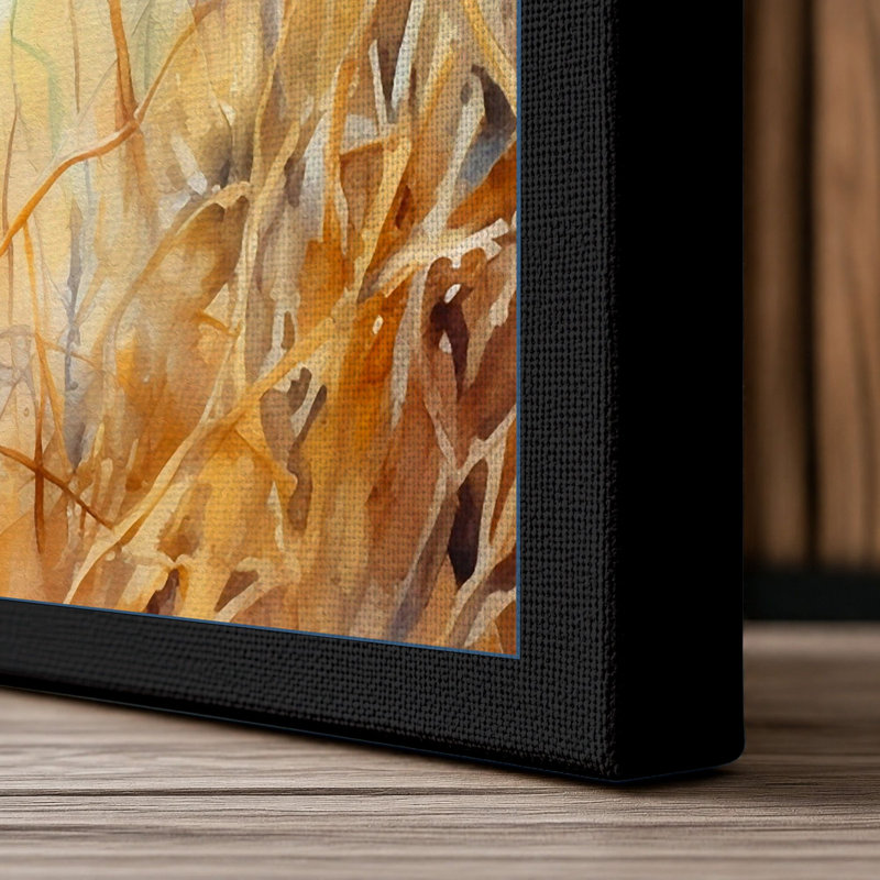 Golden Giraffe Boho 1 Piece Wrapped Canvas Wall Art, 30x20 - 76.2 x 50.8 cm, Black Border