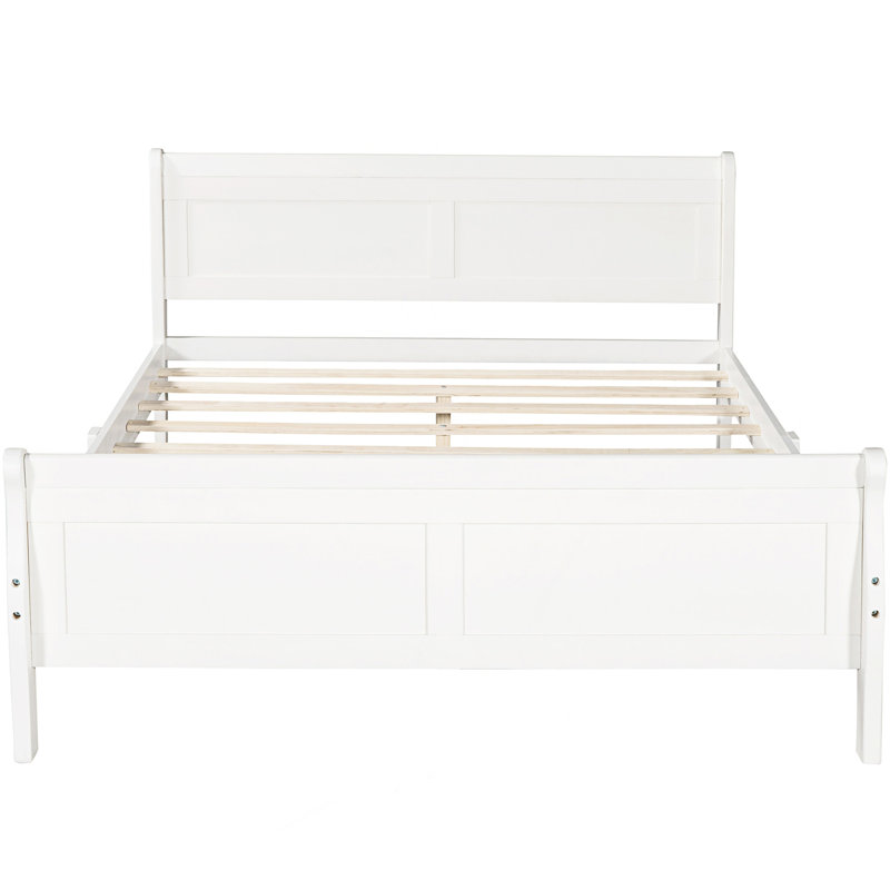 Lit plateforme moderne en bois pleine grandeur avec tête de lit, Lit double, Blanc