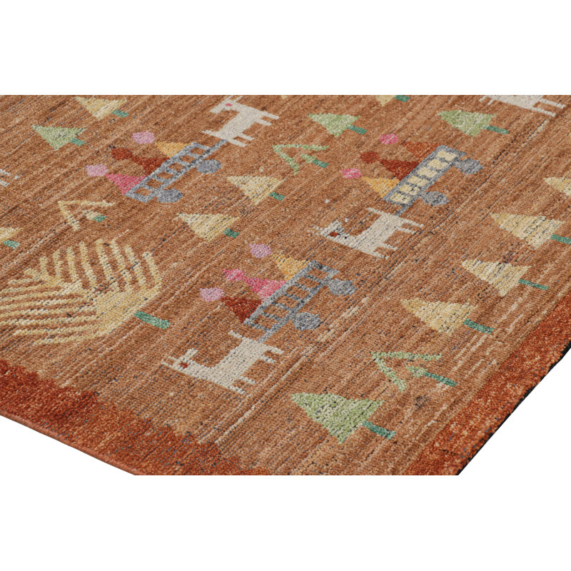 Burano Hand Knotted Wool Geometric Area Rug, Runner 3' x 14'