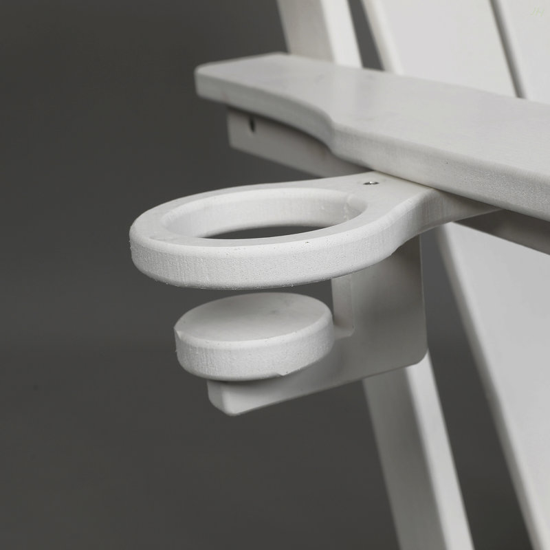 Chaise Adirondack pliante en PEHD avec porte-gobelet double - Chaise Adirondack en composite avec texture bois - Blanc, Blanc