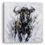 «Fearless Ox», reproduction d'art sur toile tendue en noir et blanc | Impression sur toile Modern Bull pour salon, bureau et bureau-4932899