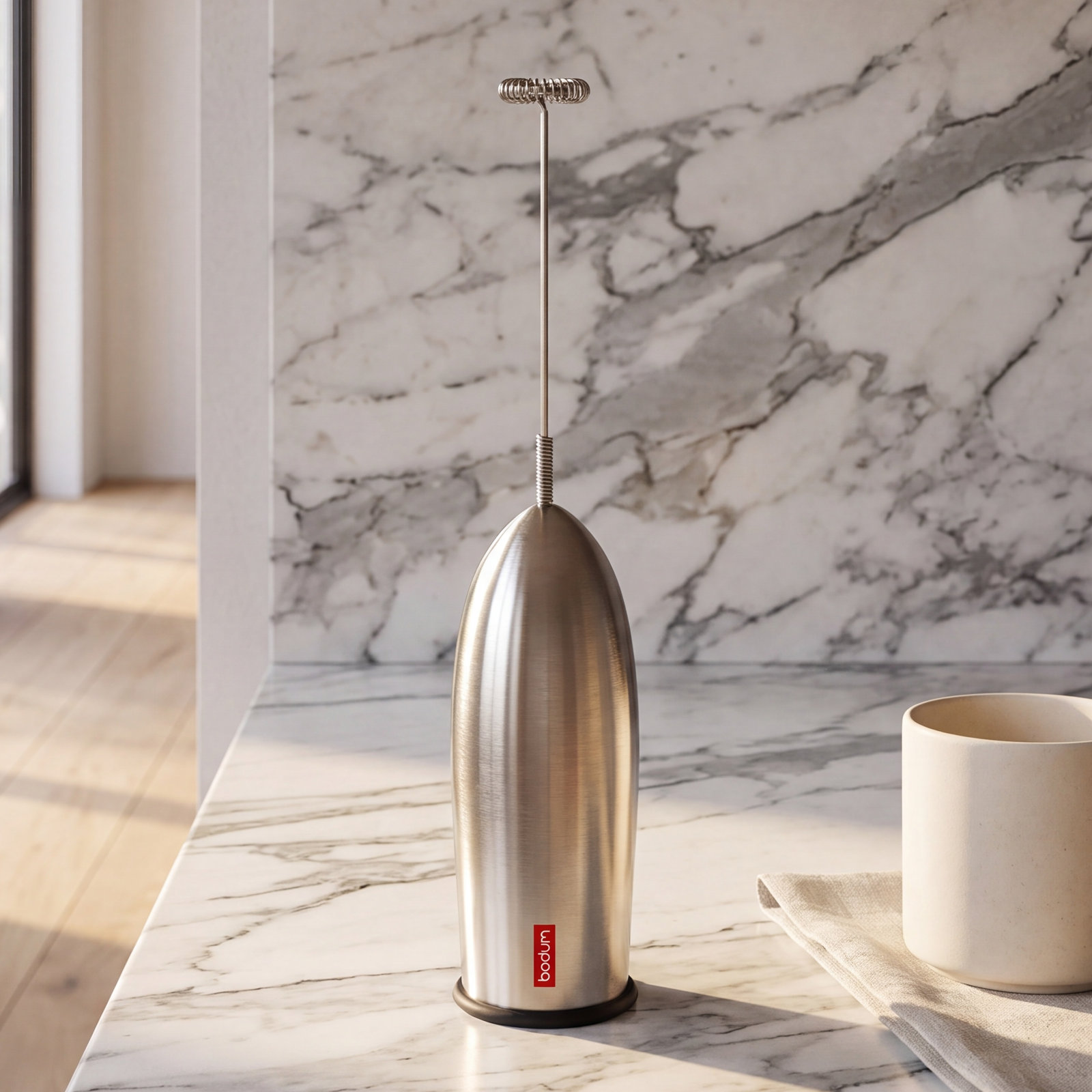 Schiuma Battery Milk Frother, Silver