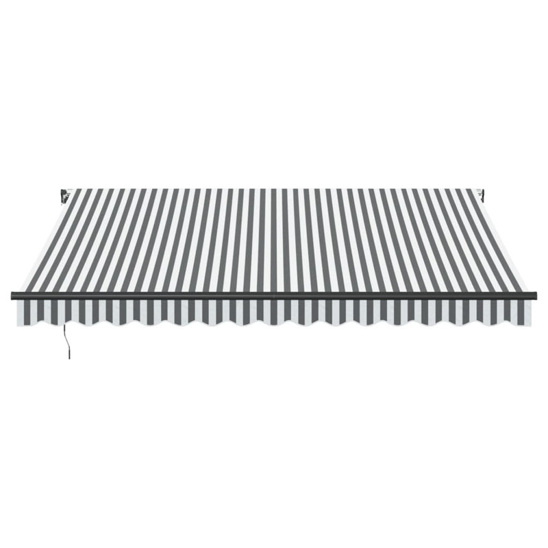 Dakota Fields Polyester Cover Retractable Patio Awning, Striped, Anthracite/White/Black, 400 x 350cm