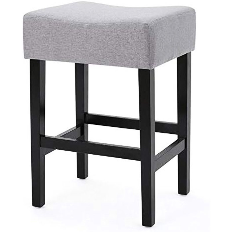 Paire de tabourets de comptoir sans dossier Kd, gris. Revêtement de siège moelleux, structure en bois stable. Améliore l'intérieur de la maison. Aspect doux de P 15 po x l 18,13 po x H 25,75 po