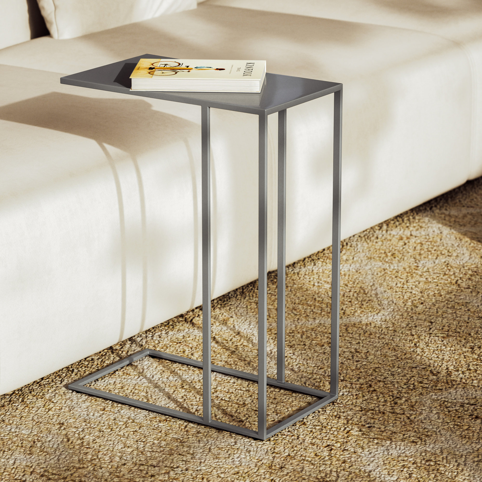 Salma Colorful Enamel End Table, Pearl Blue