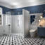 Porte de douche coulissante simple sans cadre l 72 po x H 74 po avec 3 panneaux de verre transparent