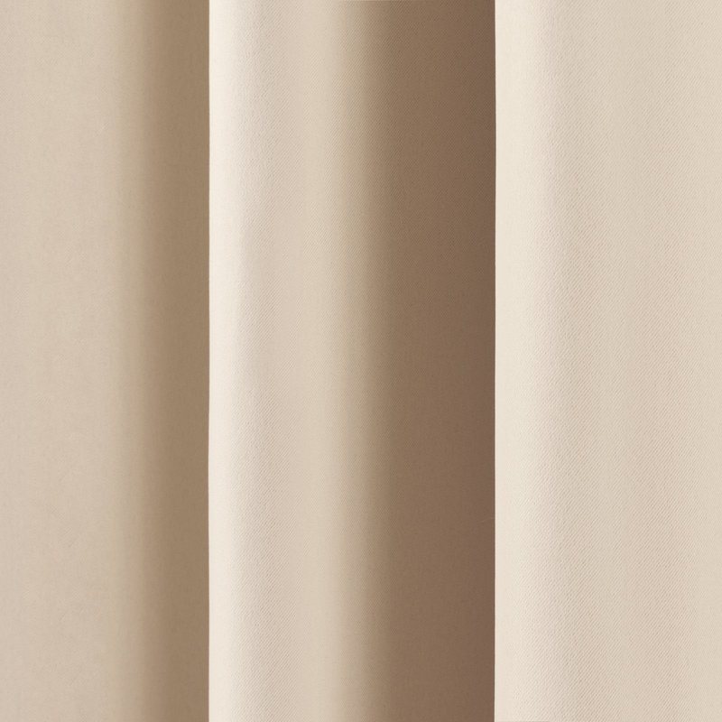 Bantam Solid Blackout Thermal Rod Pocket Curtain Panels, Beige, 52" W x 132" L