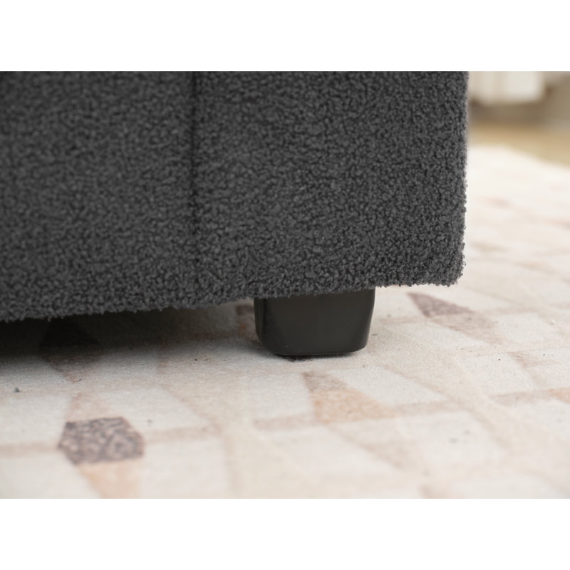 Nargis Lamb Wool Sectional Sofa With Chaise, Right Hand Facing, Dark Gray Lamb Wool