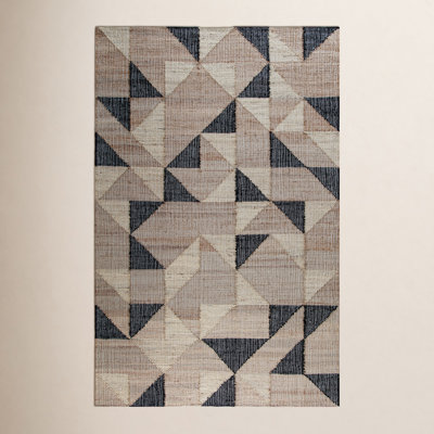 Solene Brown Charcoal Geometric Jute Rug
