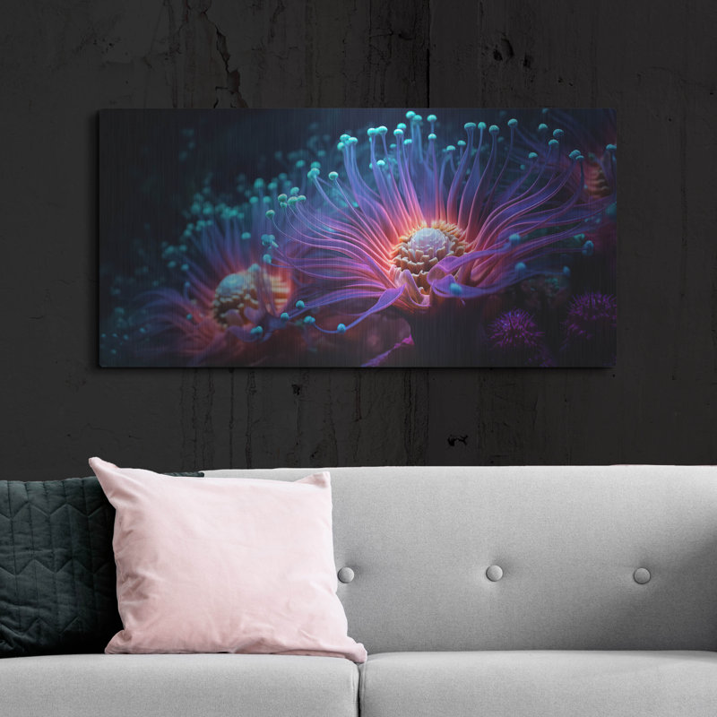 Art mural en métal Latitude Run® «Luminescent Garden» par r3darch0n, H 24 po x l 48 po