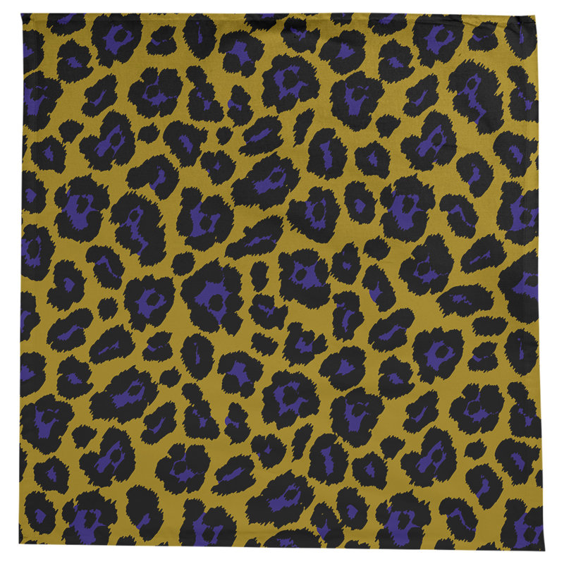 Nappe en mélange de coton à imprimé animalier, 58 po x 58 po, Or/ noir / violet