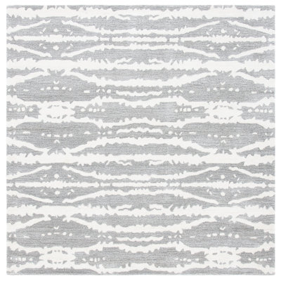Tapis gris / ivoire en viscose / laine touffeté à la main Benny-Lee