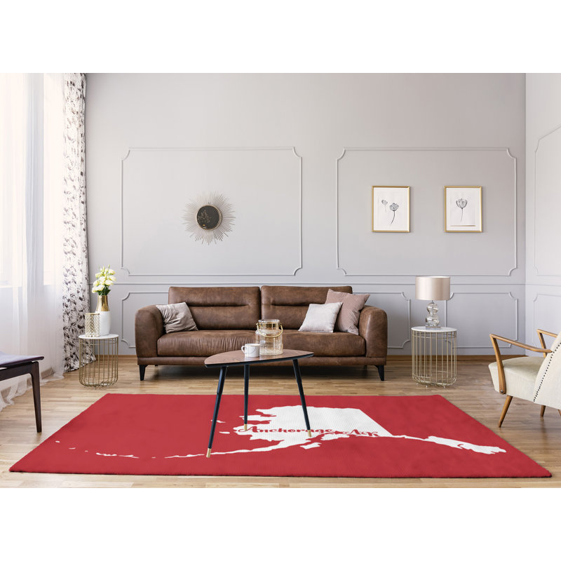 Tapis de zone rouge en poly-chenille alaska ancrage, Rectangle 9 pi x 12 pi