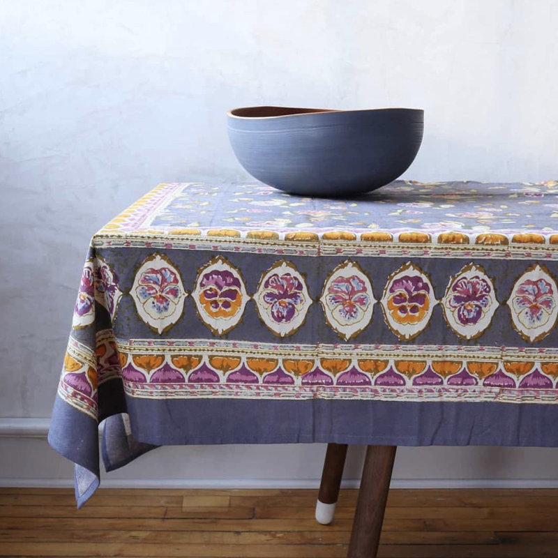 Pansy Tablecloth, 59" x 86", Gray