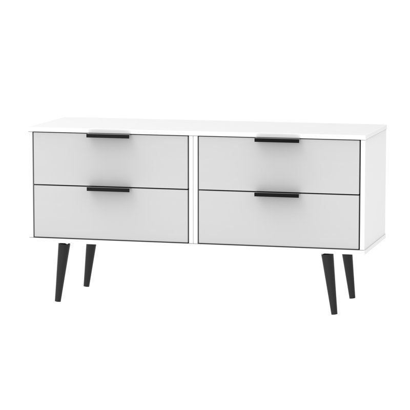 Fully Assembled Euart 4 Drawer Chest, Grey Matt/Black