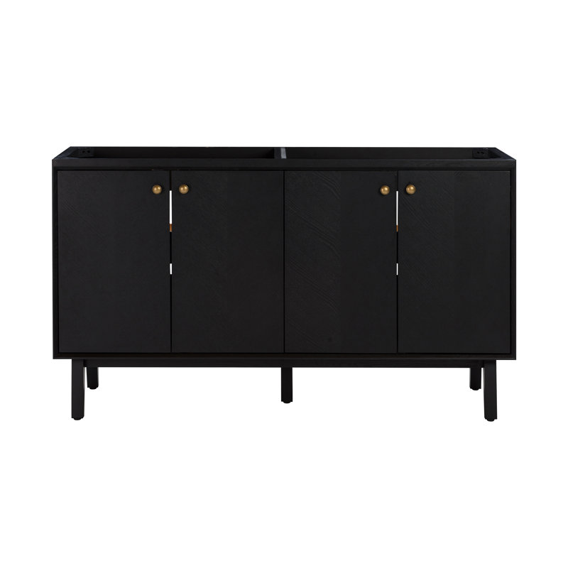 Adele 60'' Black Oak Double Bathroom Vanity Base