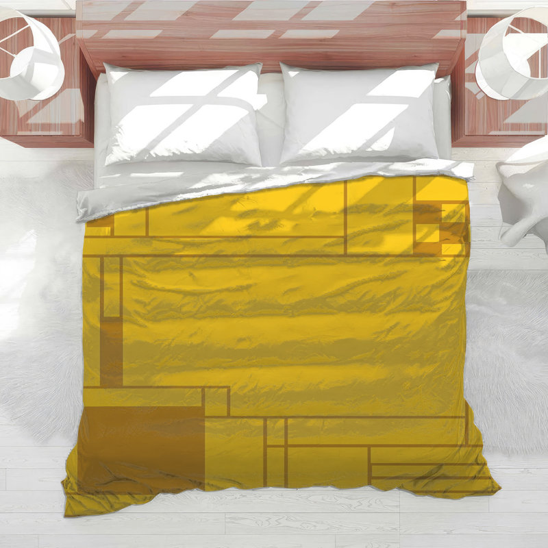 Édredon à blocs géométriques jaunes, King