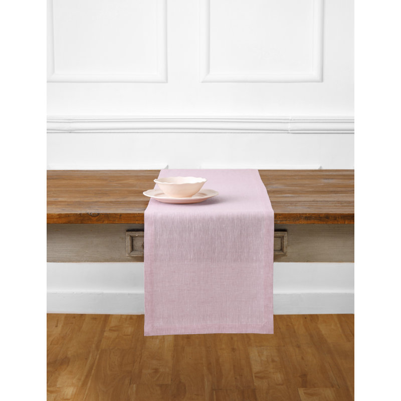 100% Pure Linen Table Runner - Athena, 120" x 14", Bubblegum Pink