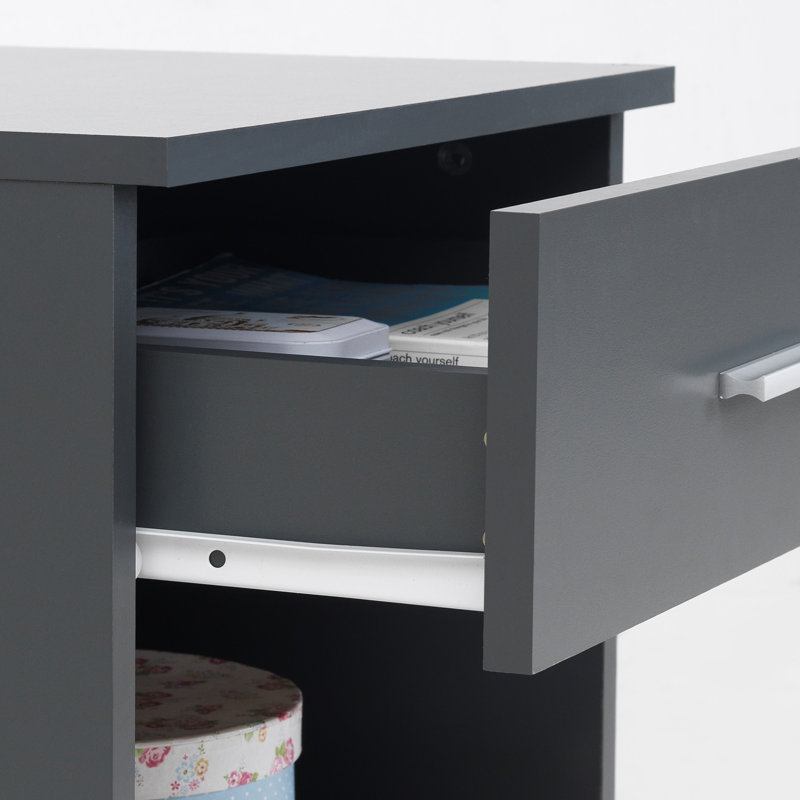 Willette 45 cm W Bedside Table, Dark Grey