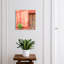 Key box, Opens to the left, 30x30x5, Black, Red walls, green plant and wooden door, 
