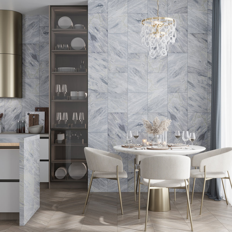 Grandis 12 x 24 Calacatta Bluette Marble Large Format Tile (10 Sq Ft/Case) - 5 Pack, Honed Gray