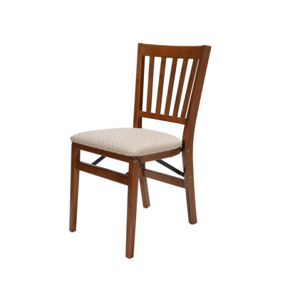 Stakmore School House Folding Chair, Cherry Frame with Blush Fabric