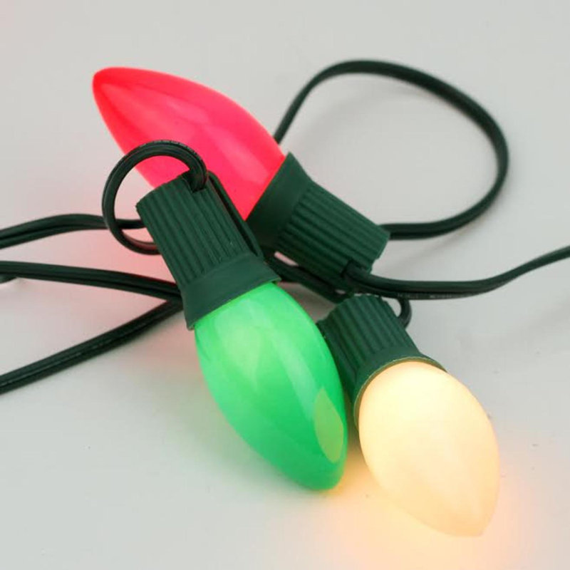 Ensemble de 25 lumières C7 de Noël, Rouge / transparent / vert