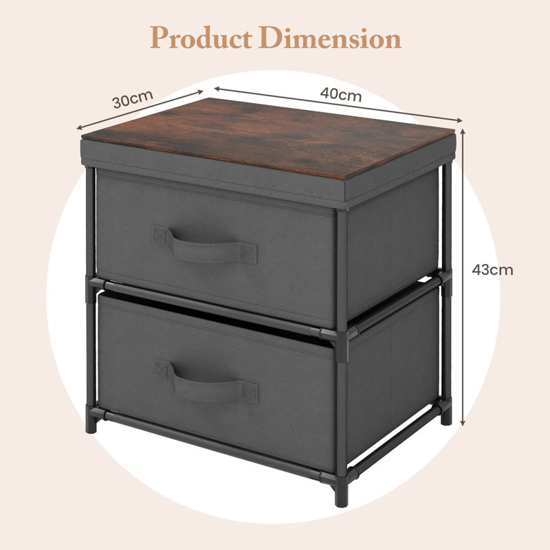 40 cm W Iron Bedside Table