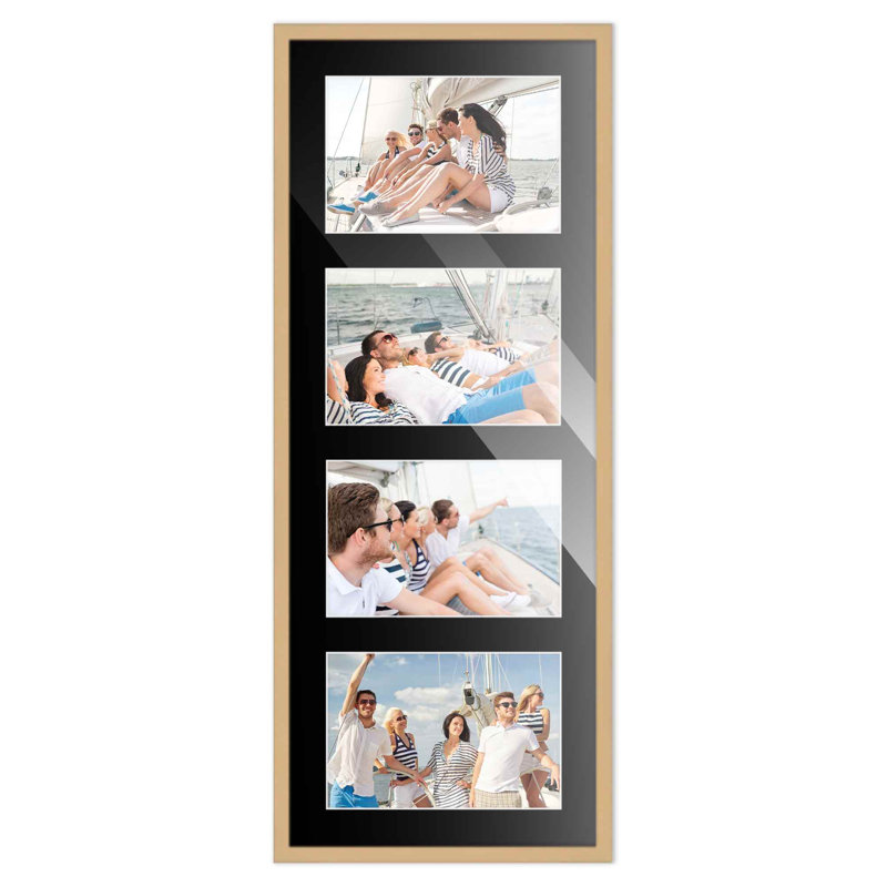 Cadre en bois, 4 po x 6 po, 7,5 po x 19 po, Naturel / noir
