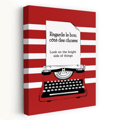 Red Typewriter Inspiration Minimalist Retro Vintage Wall Art Print 1 Piece Wrapped Canvas Wall Art