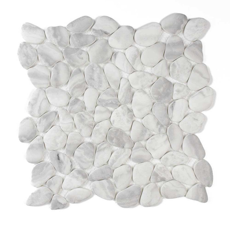 Huron Glass Pebbles Mosaic Tile, Glacier