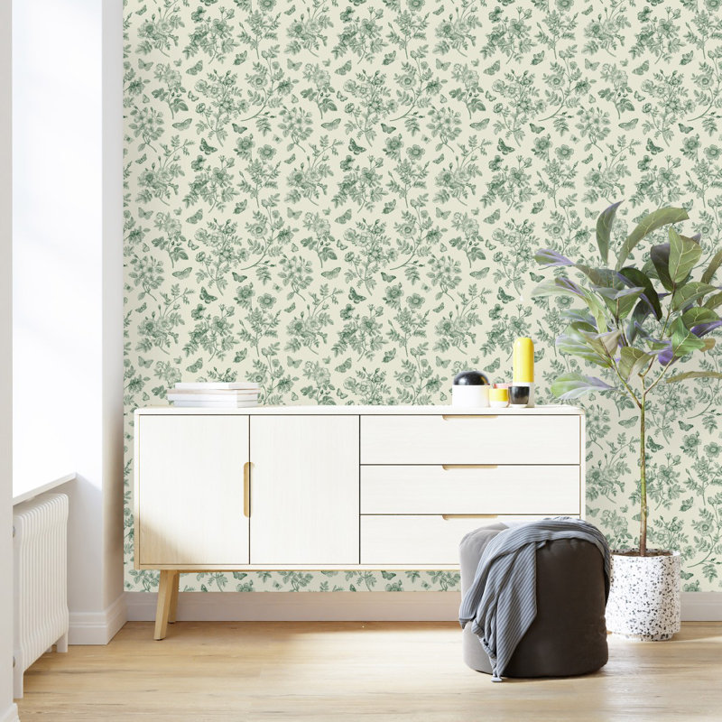 Murale à motif floral, 2.08' W x 10.42' L