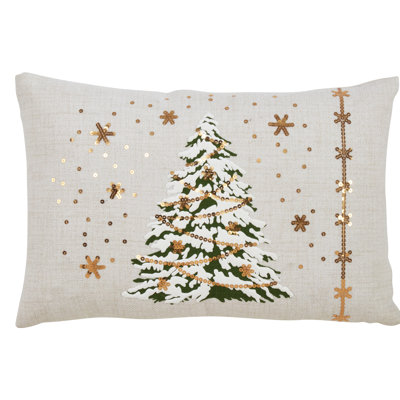 O Tannenbaum Collection Sequined Throw Pillow