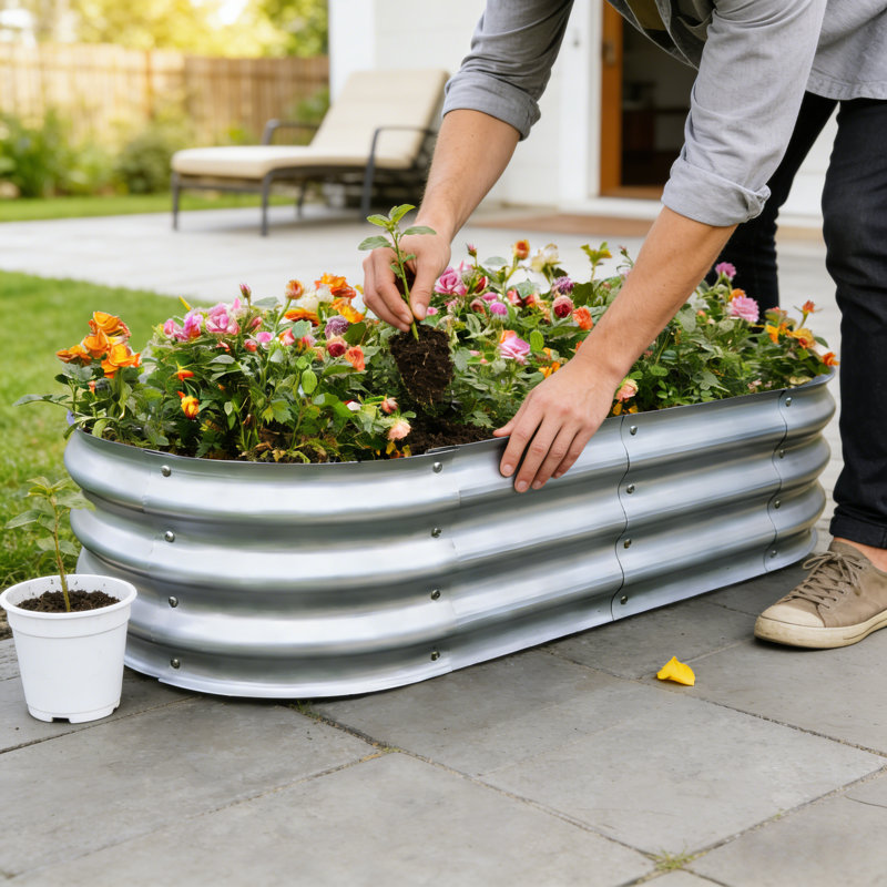  2 Pack Galvanized Raised Garden Bed, Lightweight Planter Boxes Outdoor With Easy Assembly, Large Garden Bed For Vegetables, Fruits, Flower Silver