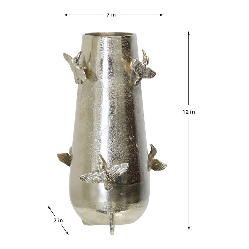 Vase décoratif en vol - plaqué nickel - l 6,5 po x P 6,5 po x H 12 po, L 6,5 po x P 6,5 po x H 12 po