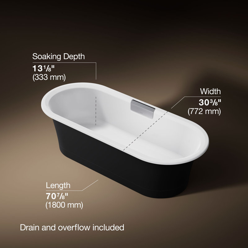 Volute 70-7/8 In. X 30-3/8 In. Freestanding Bath With Base