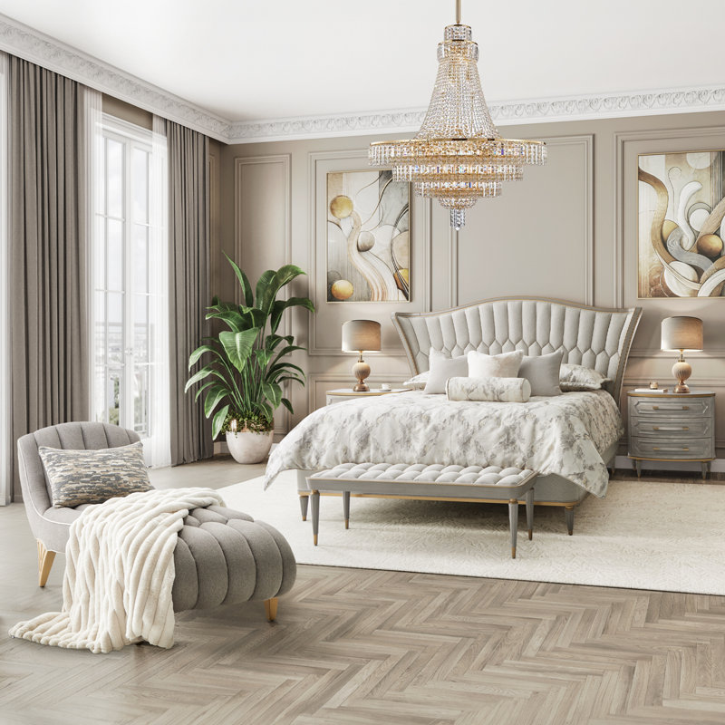St. Charles Queen Upholstered Bed - Dove Gray, Queen