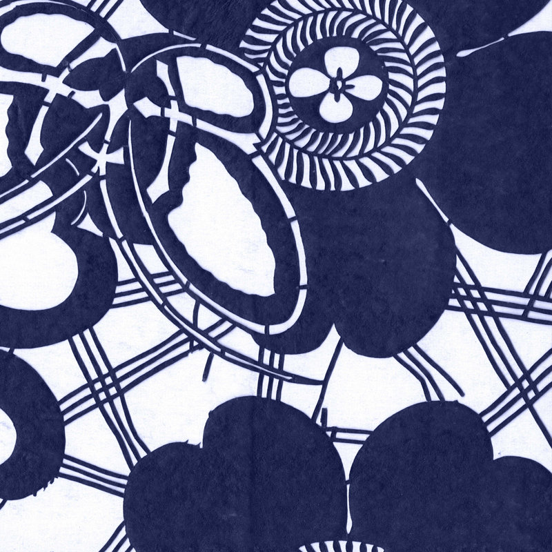 Indigo floral Katagami III, H 12 po x l 12 po x P 1,25 po
