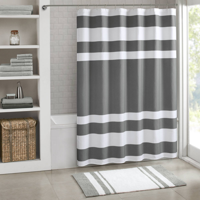 Rideau de douche gaufré de type spa avec traitement 3M, Charcoal, H 84 po x l 72 po