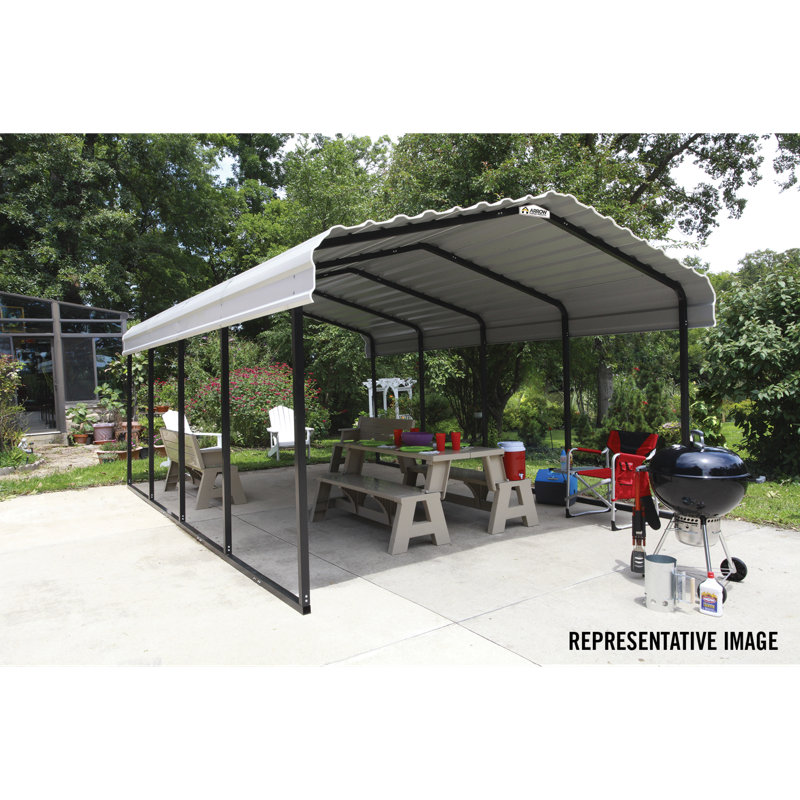 Abri de voiture en acier galvanisé, 12 x 29 x 7, H 84 po x l 144 po x P 348 po
